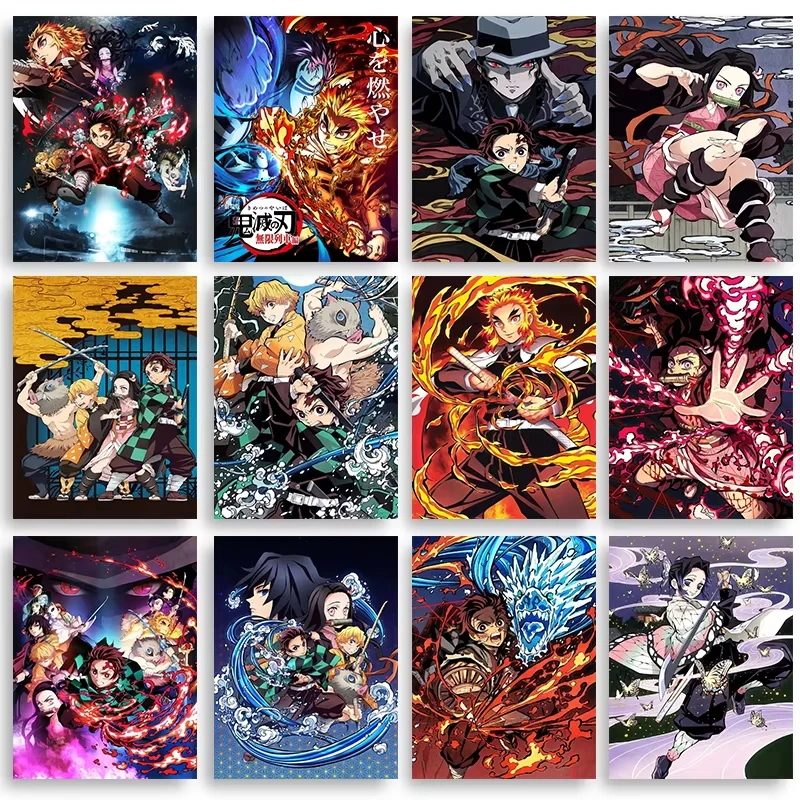 Anime Demon Slayer Classic Canvas Painting Anime Character Posters HD Wall Art Picture Modern Home Children's Room Decoration