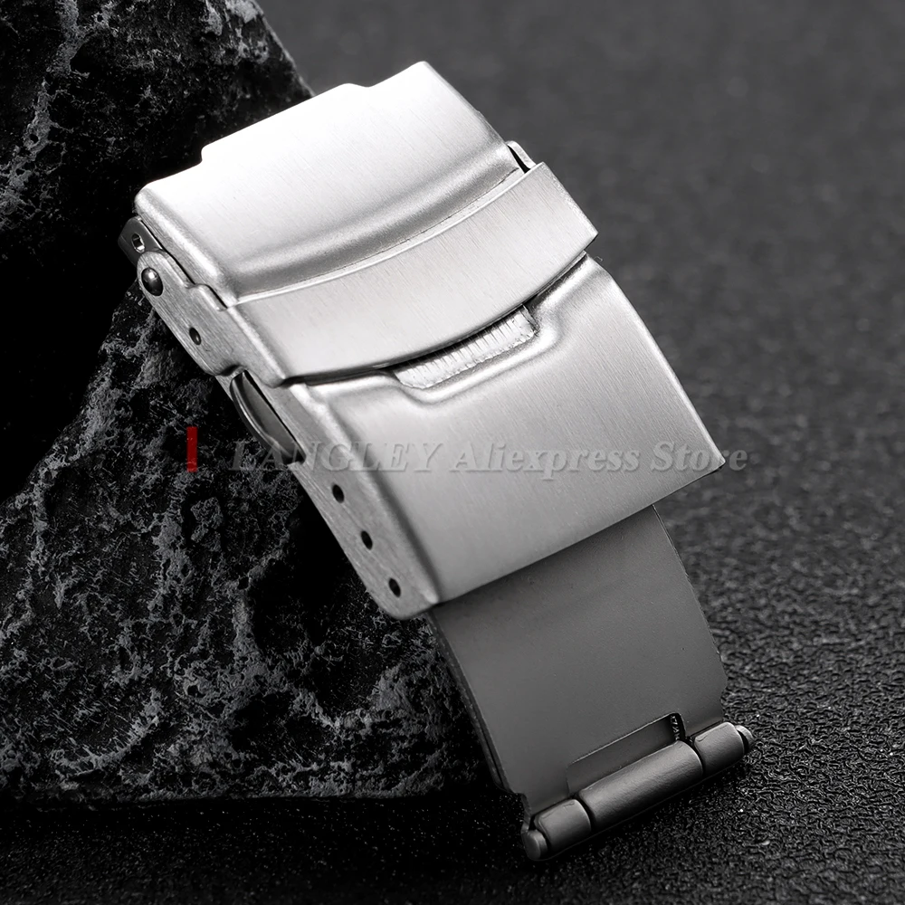 16mm 18mm 20mm 22mm Stainless Steel Folding Buckle for Seiko Strap Clasp Brushed Double Push Button Buckles Watch Accessories