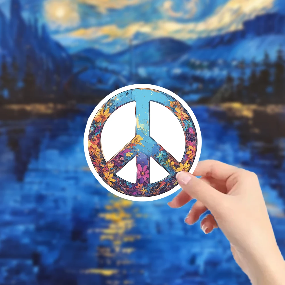 54 Stück Bohemian Peace Symbol Sticker Collection – Bunte Hippie-Kunstaufkleber für Handyhülle, Skateboard und Boho-Raumdekoration