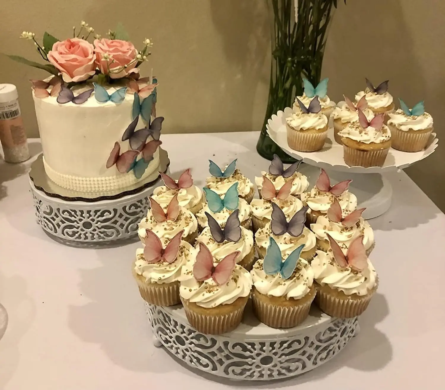48/160 Stück rosa Schmetterlinge Cupcake Topper Papier Schmetterling Kuchen Topper für Geburtstag Braut Baby Dusche Mädchen Kuchen Dekorationen – Detail 31