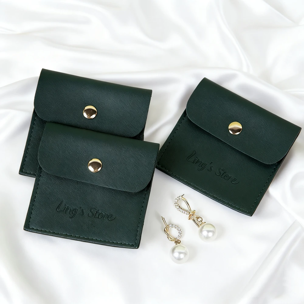 

50/100 шт., зимняя сумка с логотипом 8x8 см из искусственной кожи, дорожная портативная подарочная упаковка, обручальные кольца, серьги, шпильки, карман