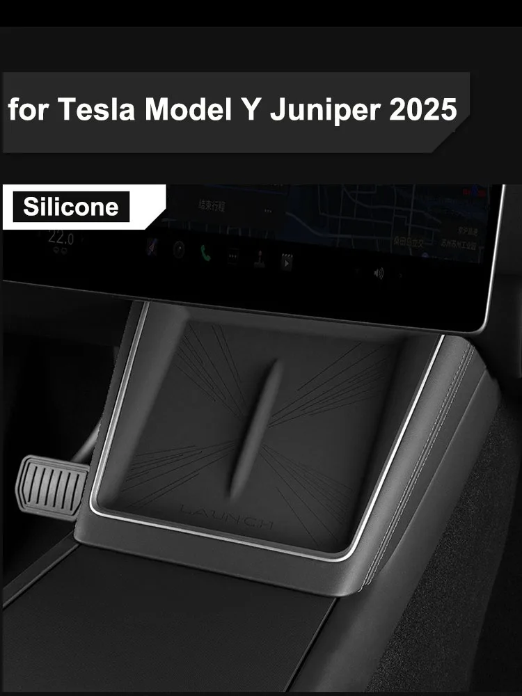 Für TESLA Model Y Juniper Launch 2026 2025, kabelloses Laden, Silikon-Pad, zentrale Steuerung, Ladegerät-Schutzabdeckung, rutschfeste Matte, MY-Zubehör – Detail 1