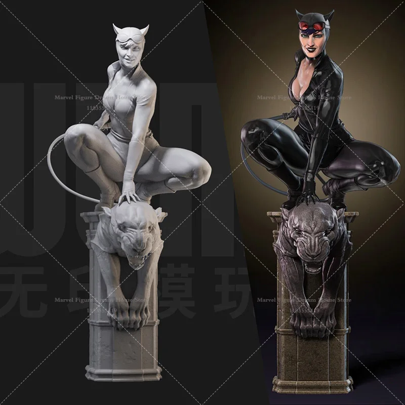 1/24 1/18 Scale DC Batman Catwoman First Generation Classic Black Leather Image DIY Self-assembled Resin Un-panited Female Doll