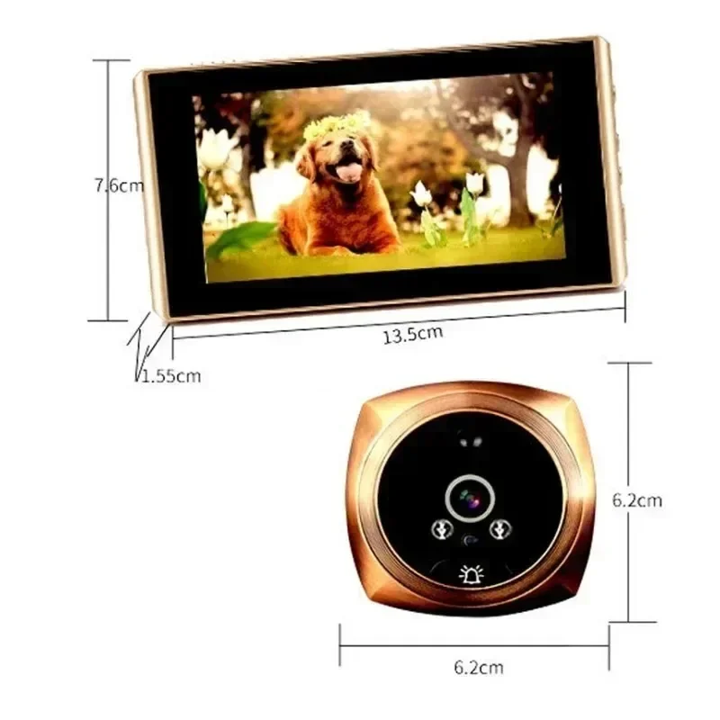 Timbre de casa inteligente mirilla de cámara de puerta de 4,3 pulgadas 145 °   Monitor de detección de movimiento de visión nocturna infrarroja 1080 HD PIR