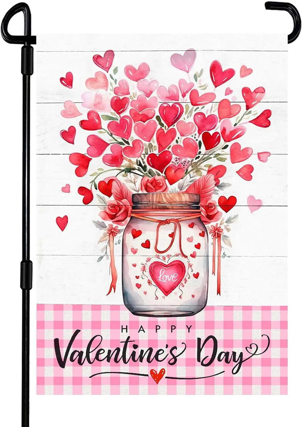 Valentine's Day Flag,12.5x18 Inch Valentine's Heart Garden Flag Double Sided Printing 2 Layer Burlap Valentine Flags for