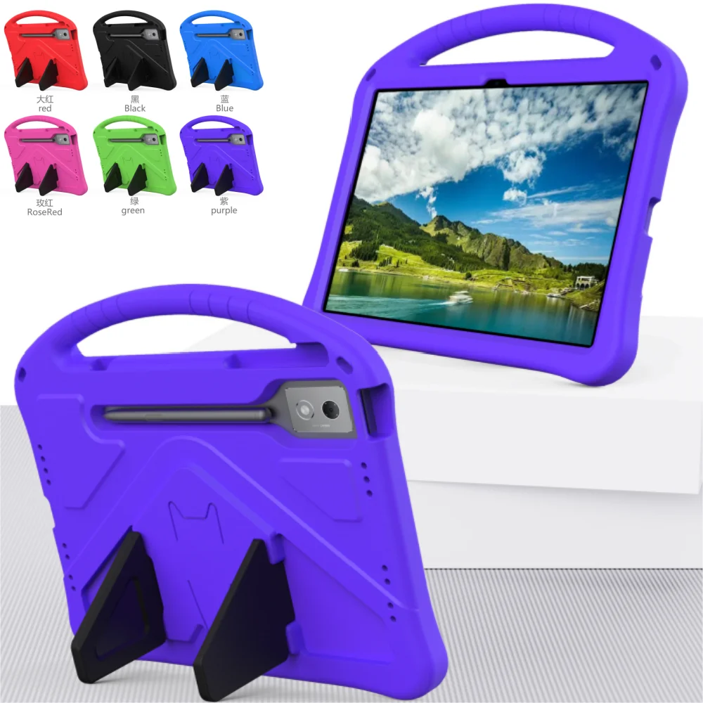 

Детский мягкий чехол из EVA для Motorola Moto Pad 60 Pro 12.7 дюймов (12.7") 2025 года, противоударный чехол-подставка с держателем для детской ручки