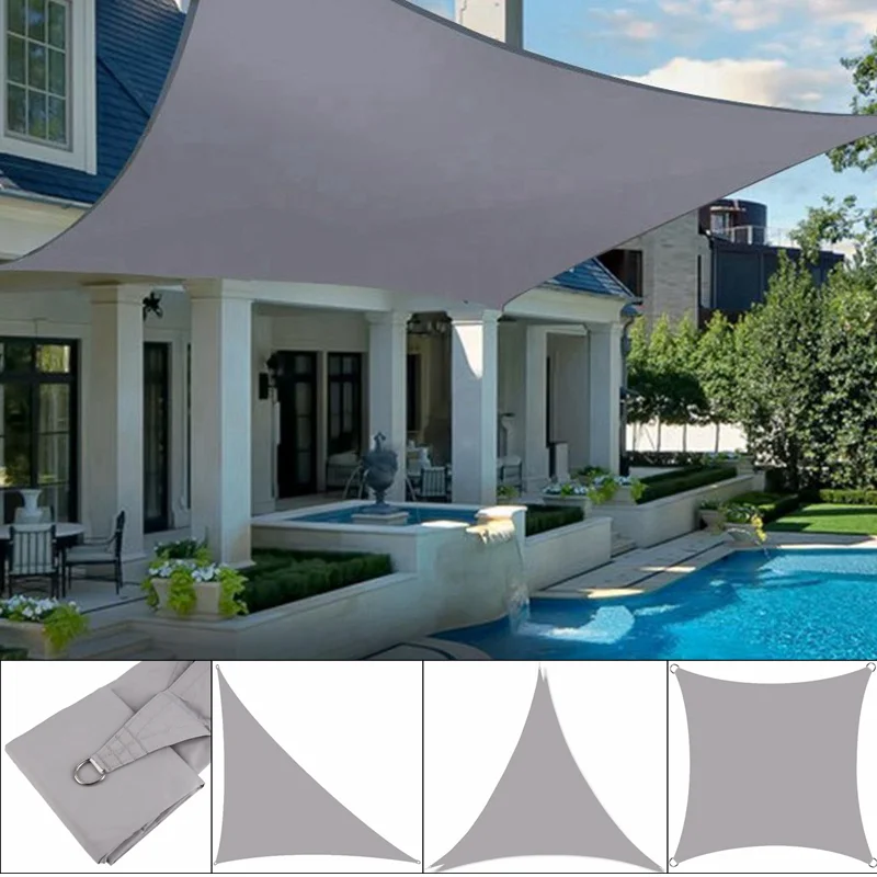 

300D Grey Outdoor Polyester Waterproof Sun Shade Sails Garden Balcony Rainproof Gazebo Canopy Tent Terrace Swimming Pool Awnings