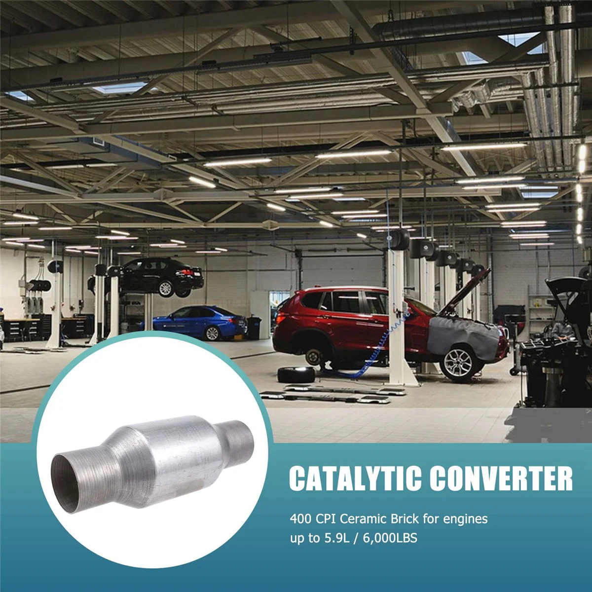 고유량 스테인리스 스틸 425250 배기 촉매 변환기, 범용 회전 촉매 변환기, 2.5 인치, 1 개