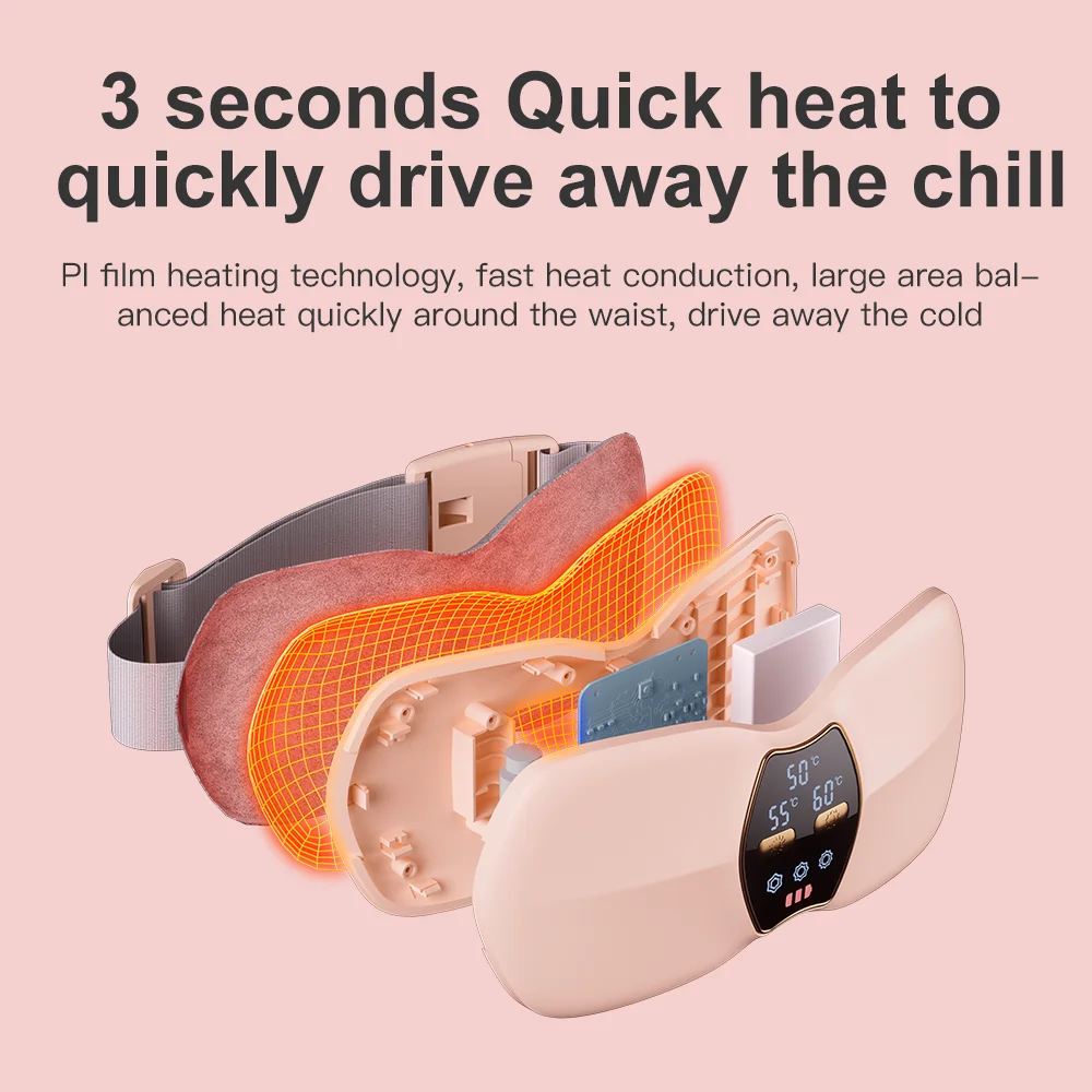 حزام اهتزاز ساخن لتدفئة الضرب، تسخين سريع لمدة 3 ثوانٍ + تدليك اهتزازي للنساء، سخان للعناية بالحيض البارد #3