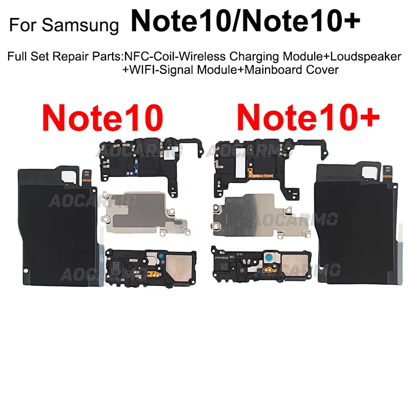 Aocarmo For Samsung Note 10 Plus Note10+ Loudspeaker Wireless Charging Coil NFC Signal Antenna Mainboard Metal Cover Repair Part