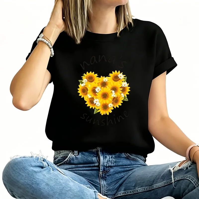 Nana's Sunshine Heart Women's Plus Size T-Shirt 100% Cotton 220g