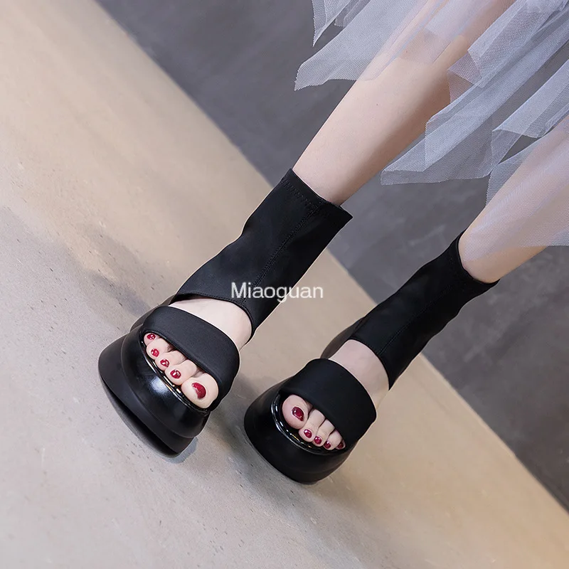 Platform Sandals Summer Women's Boots Casual Outdoor Thick Sole Shoes Open Toe Fish Mouth Fashion Sandals High Top Ladies Shoes