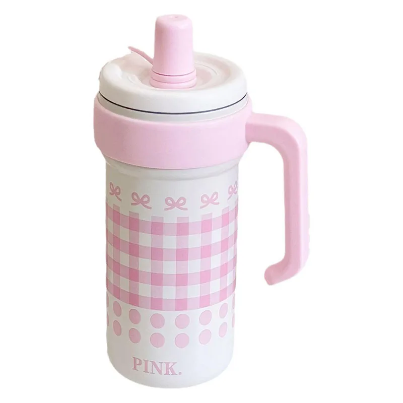 1000ML Thermos Water Cup For Girls Ice Coffee Cup With Handle Straw Tumbler Large Capacity 316 Stainless Steel Insulated Cup