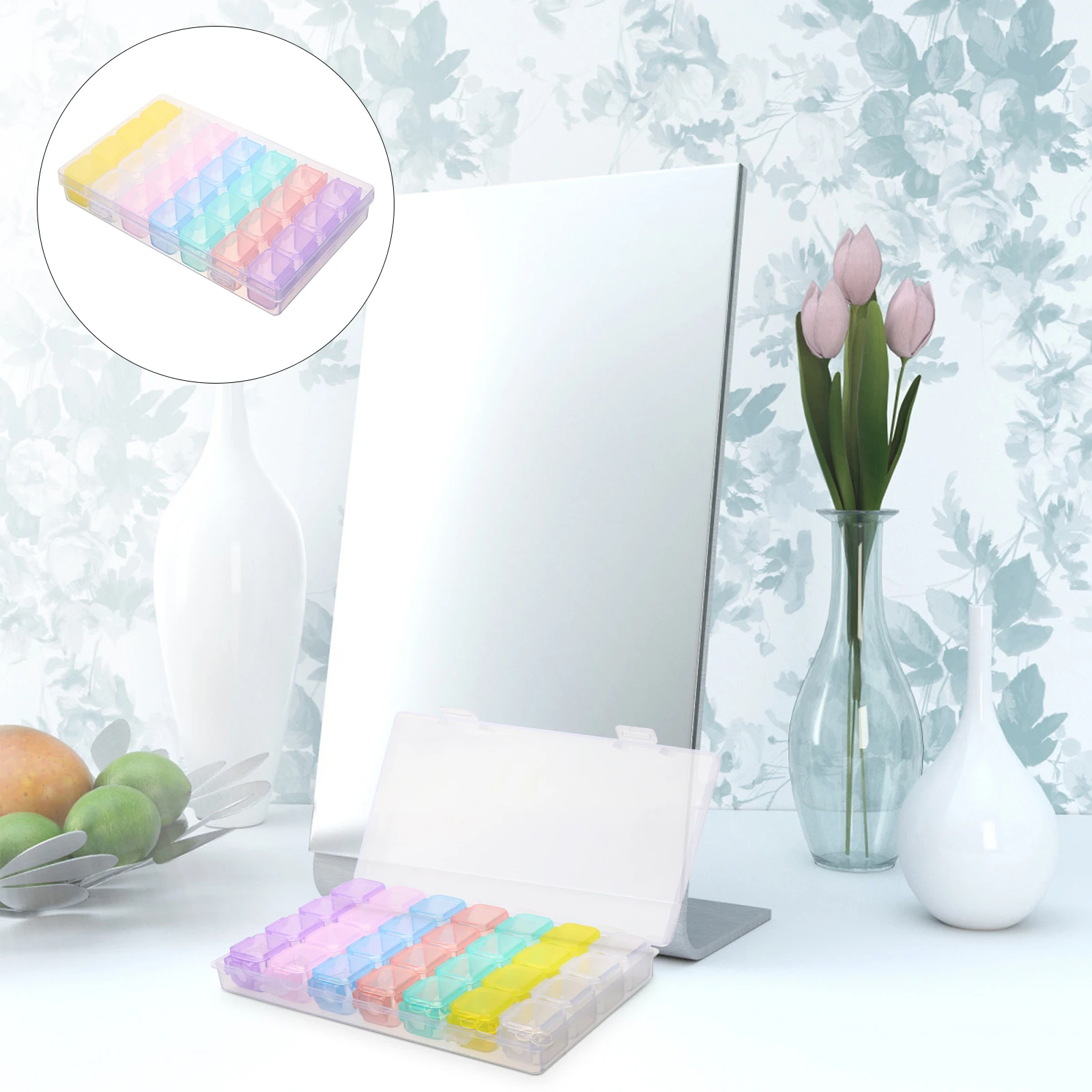 

Portable Jewelry Storage Box 6 Grids Earrings Organizer Case Trinket Holder For Necklaces Bracelets Anklets Desktop Organizer