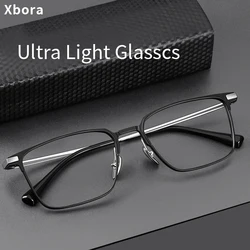 Xbora Ultra-Light Fashion Men's Square Glasses Luxurious Pure Titanium Large Size Optical Prescription Glasses Frames 87011