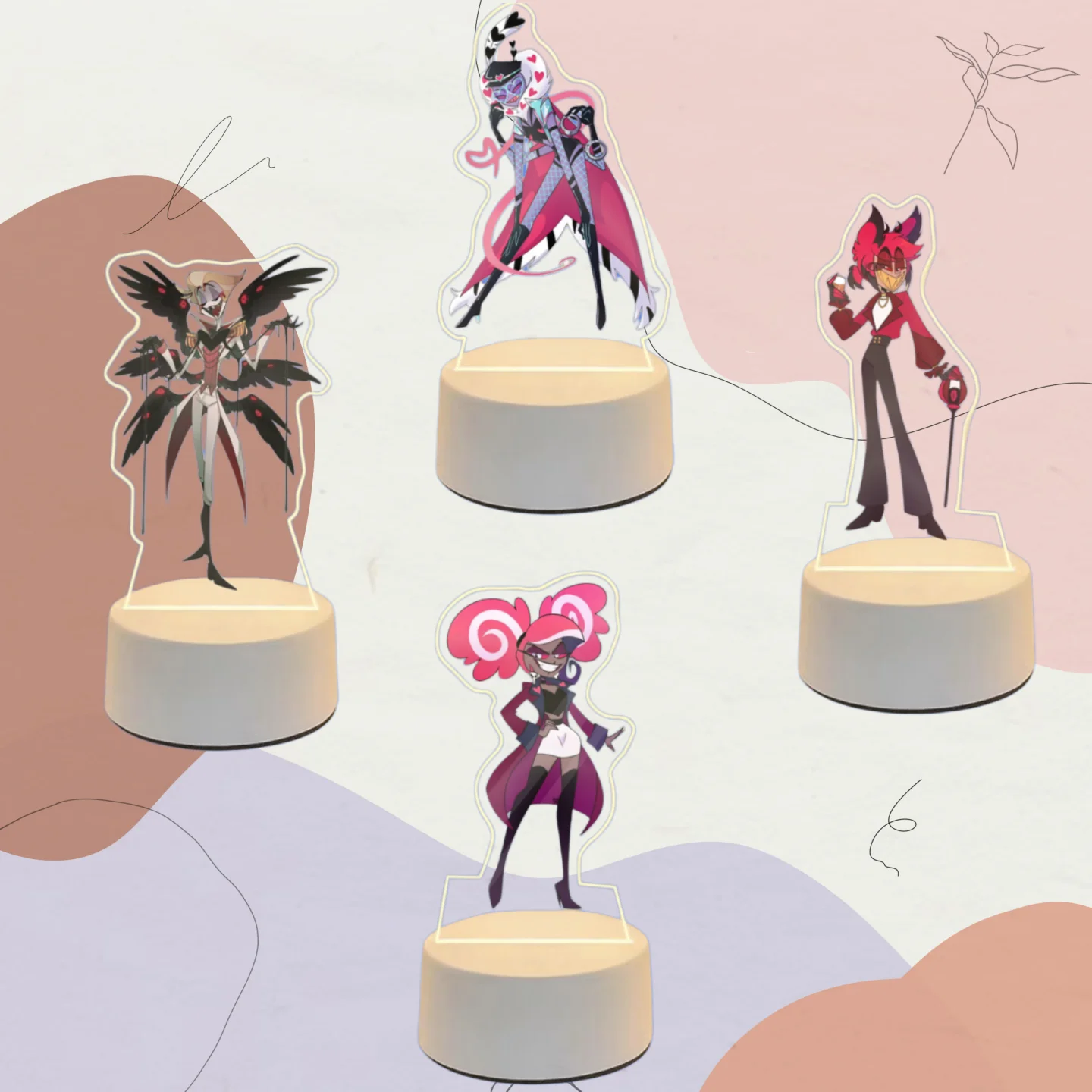 Colección de Personajes de Anime, Lámpara Nocturna Pequeña para Dormitorio, Hazbin Hotel, Alastor, Lucifer, Morningstar, Regalo Encantador