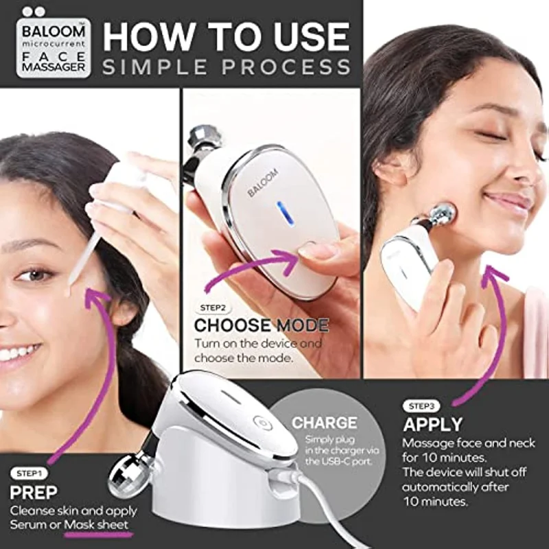 Microcurrent Facial Massager, Pele Apertando Cuidados, Remoção De Rugas, Anti Envelhecimento, Rejuvenescimento Da Pele, Face Lift, Acne Spot Tratamento, Tratamento