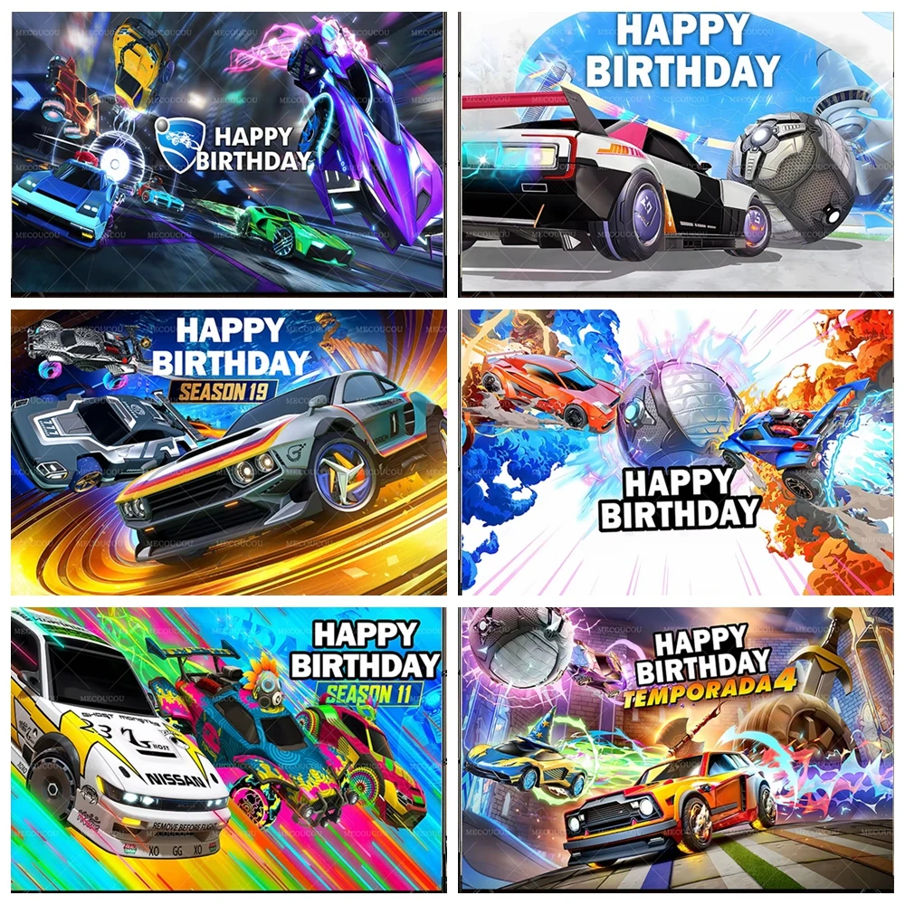 Soccer Car Birthday Party Backdrop Background Futuristic Arena Flame Speed Aerial Stadium Scoreboard Gamers Hd Balloon Cake Phot