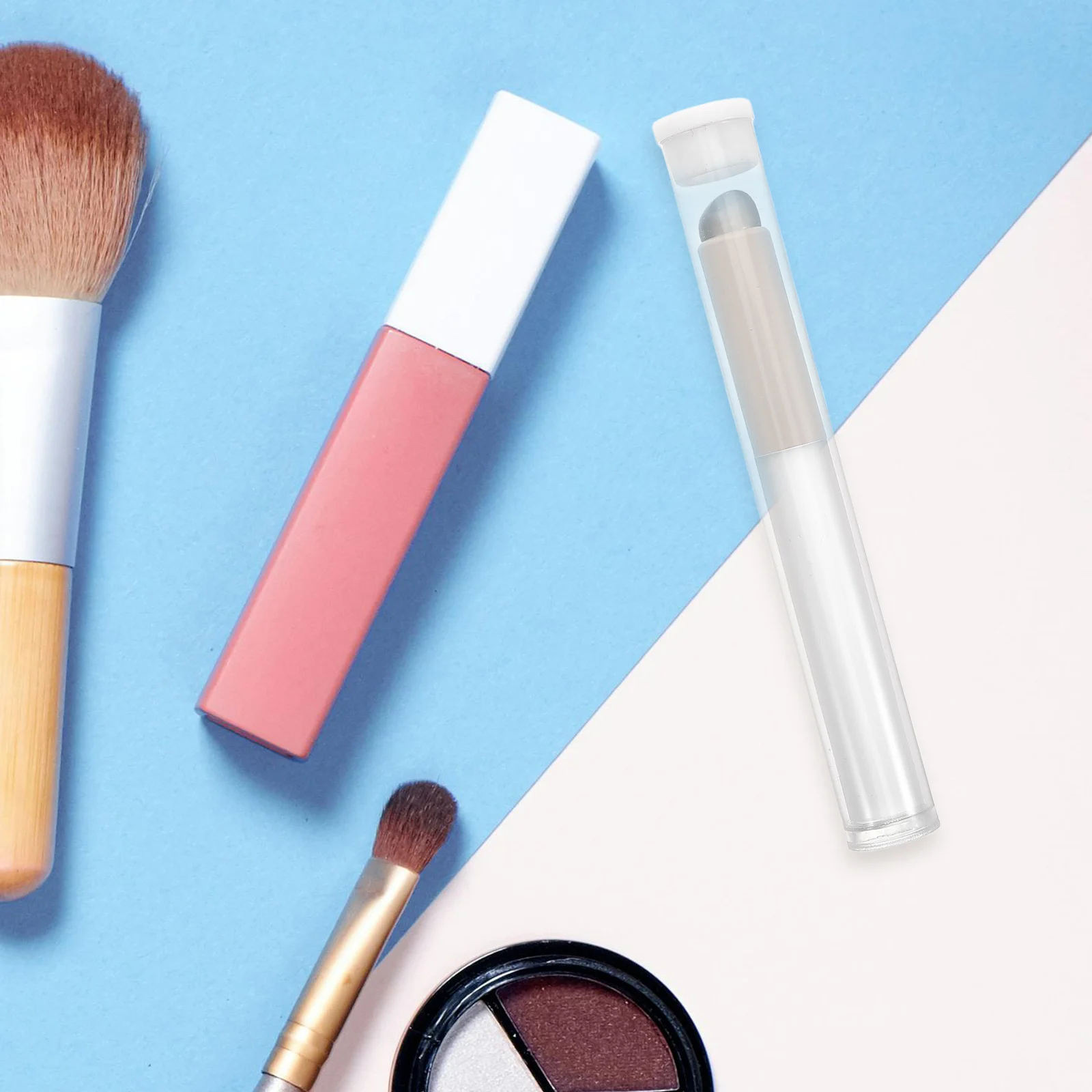 Pequeño cepillo de labios de silicona portátil, aplicador de labios transparente de cabeza redonda para lápiz labial, brillo, bálsamo, máscara, corrector, brocha de maquillaje