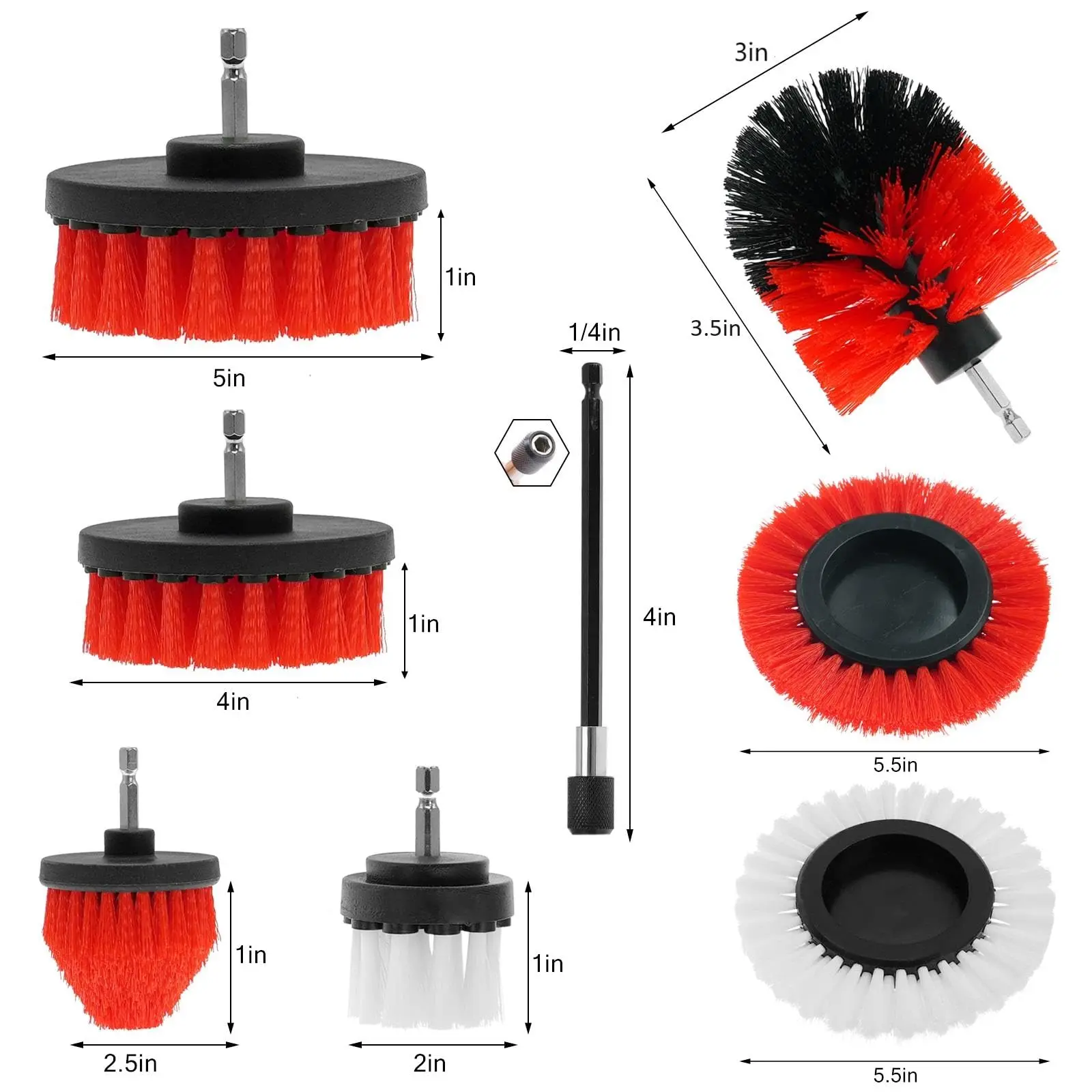 Power Cleaning Brush Set 13 Pcs with Extend Long Attachment All Purpose Drill Scrub Brushes for Car Grout Floor Bathroom