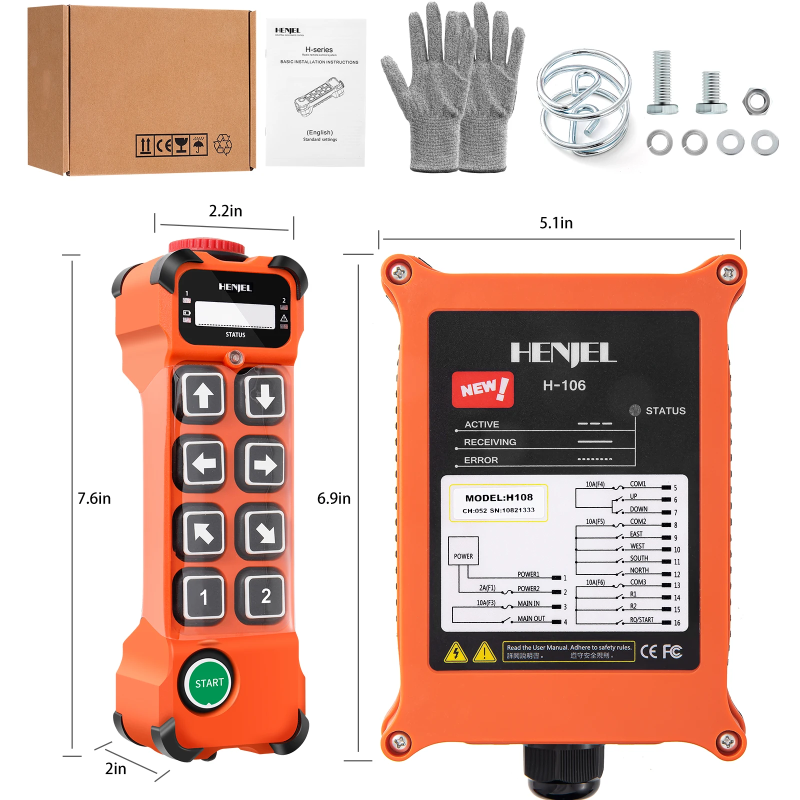 Wireless Remote Control Crane for Electric Chain Hoist, Overhead Bridge Travelling, 8 Channels, AC, DC, Industrial