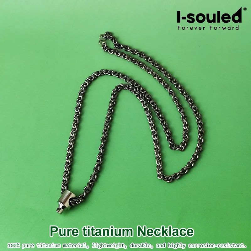 Industrial Techwear Titanium Pendant Necklace 17x11MM, Minimalist Design, Lightweight Hypoallergenic Unisex Fashion Accessory