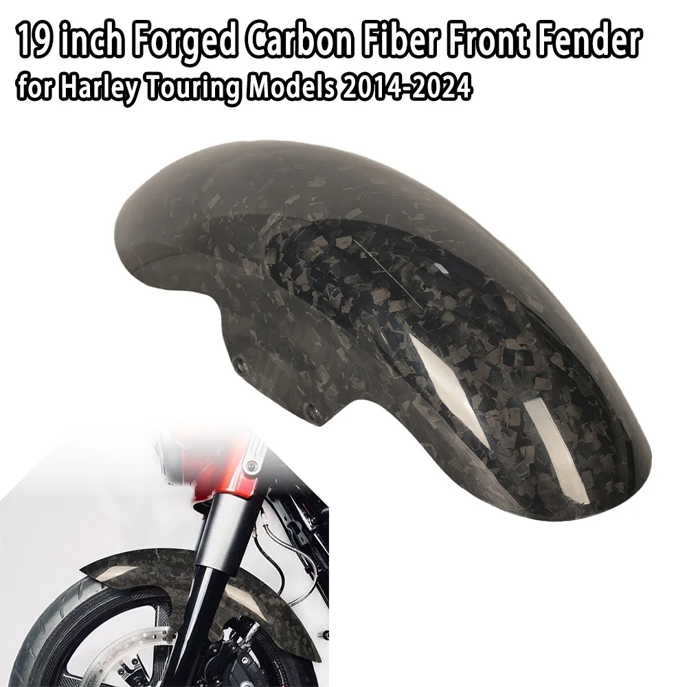 

19 inch Forged Carbon Fiber Front Fender Mudguard For Harley Touring Models 2014-2024 Motorcycle Accessories Carbon Front Fender