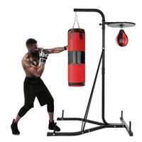 2 in 1 Punching Bag Stand Holder Speed Ball Adjustable Height Heavy With Weighted Base for Home Gym