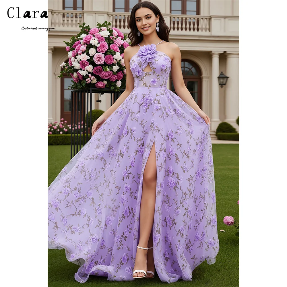 

Clara Custom Flower Purple Backless Side Slit Elegant Evening Dresses for Woman Luxury Party Dress 2026 Woman Women's Prom Dress
