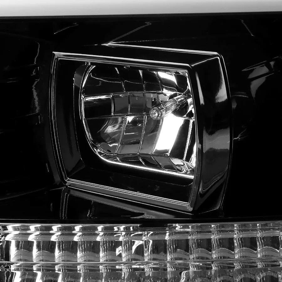 مصابيح أمامية لجهاز عرض أنبوبي LED باللون الأسود النفاث متوافقة مع 2004-2008 F150 2006-2008 لينكولن مارك LT زوج من المصابيح الأمامية اليسرى + اليمنى