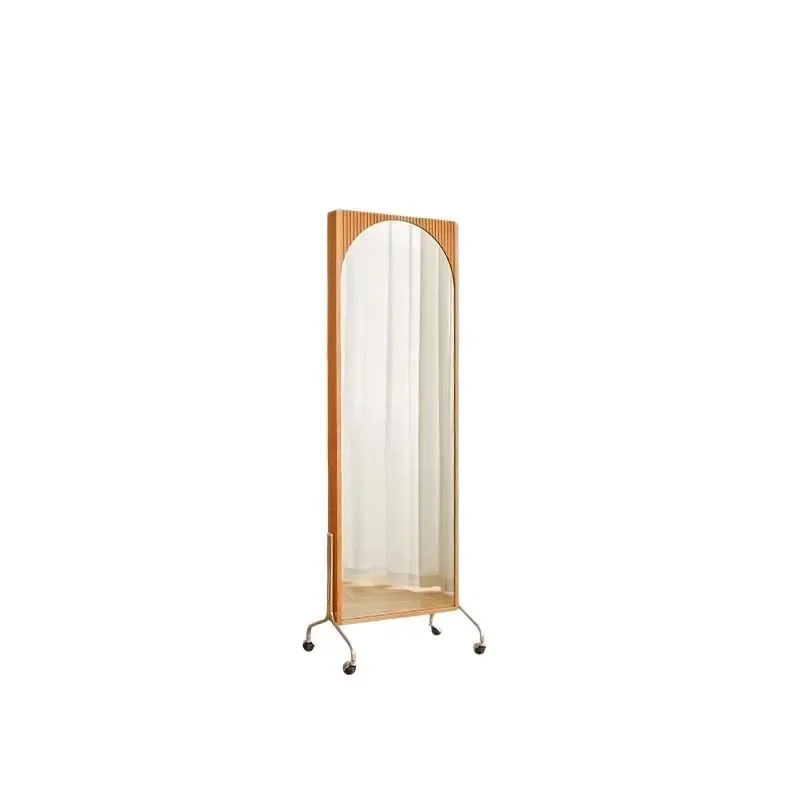 Movable rotating floor cherry bookshelf integrated dressing mirror