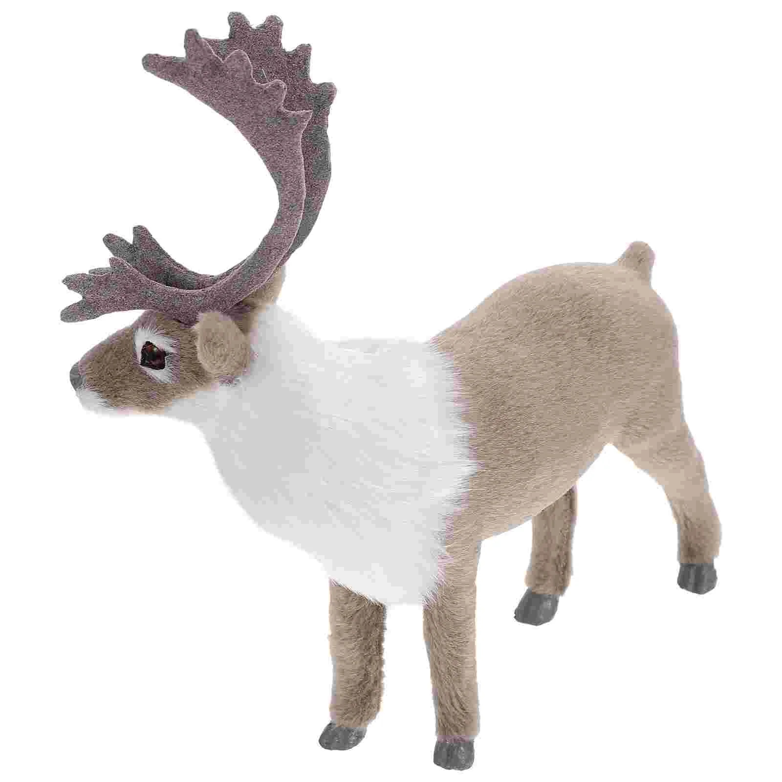 Christmas Reindeer Figurines Simulation Elk Decoration House Xmas Ornament Holiday Figure Sculpture Table Grey Animal