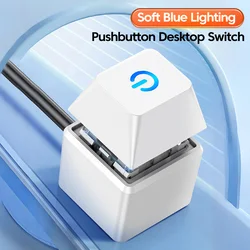 Computer Desktop Switch 1.8m Colorful LED Lights PC Motherboard External Start Power OnOff Button Extension Cable For HomeOffice