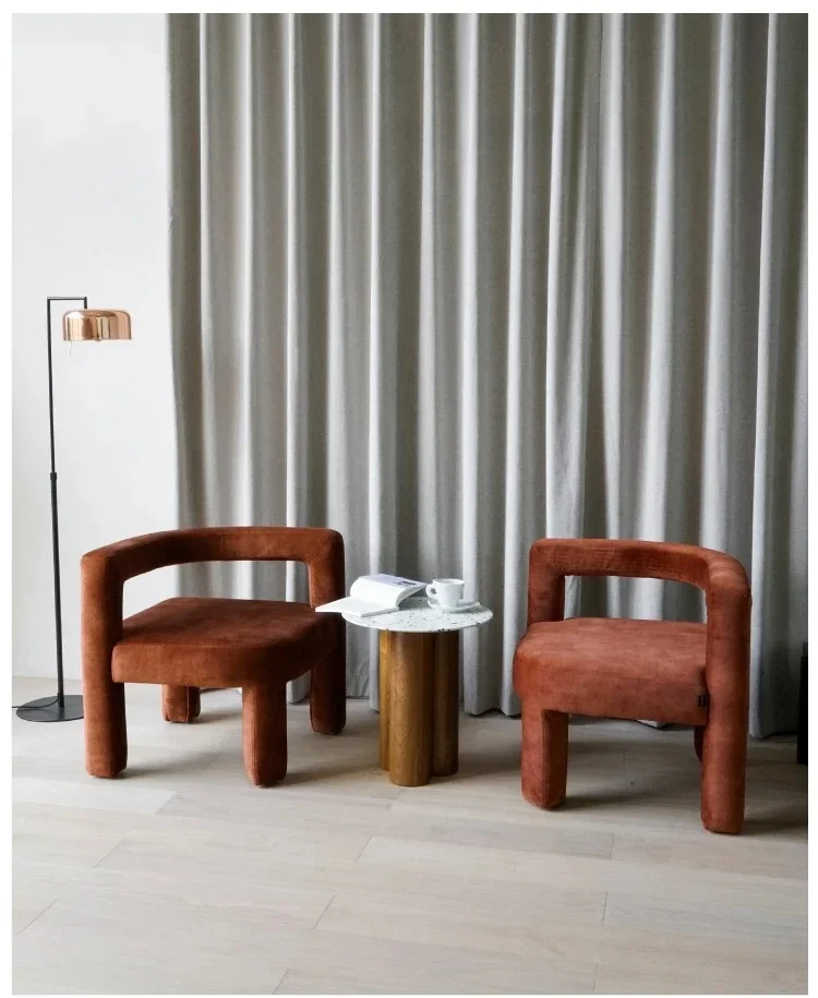 Dining chair Leisure chair Single sofa Designer comfortable special-shaped flannel Cafe Hotel