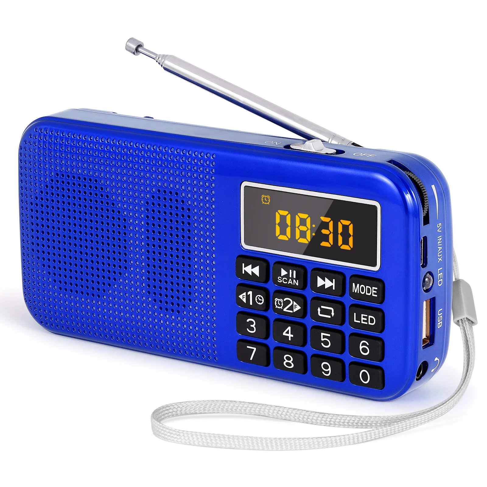 Nunus – Radio FM Portable J-725, Radio numérique, Rechargeable, USB/SD/TF/AUX, lecteur, lampe de poche, réveil, affichage LED