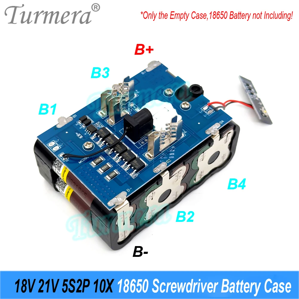 Turmera 18v 21v schrauben dreher batterie gehäuse 5x 10x 15x 20x 18650 halter 5s 50a max.100a bms schweiß nickel zum ersetzen der elektrischen bohrmaschine – Detail 19