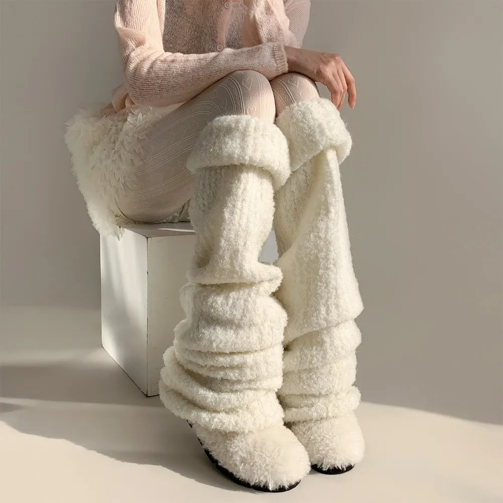 Cozy Y2K Leg Warmers Soft Foot Cover Boot Sock Sleeves Windproof Loose Winter Warm Socks Boot Accessories
