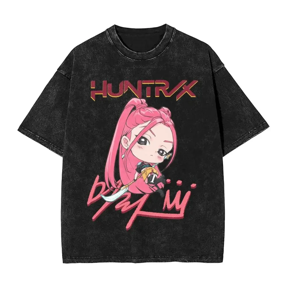 

Men Women T Shirt Huntrix Girls Mira Rumi Zoey Kpop Demon Hunters Washed T-Shirts Fashion Beach Tee Shirt Y2K Print Casual Tops