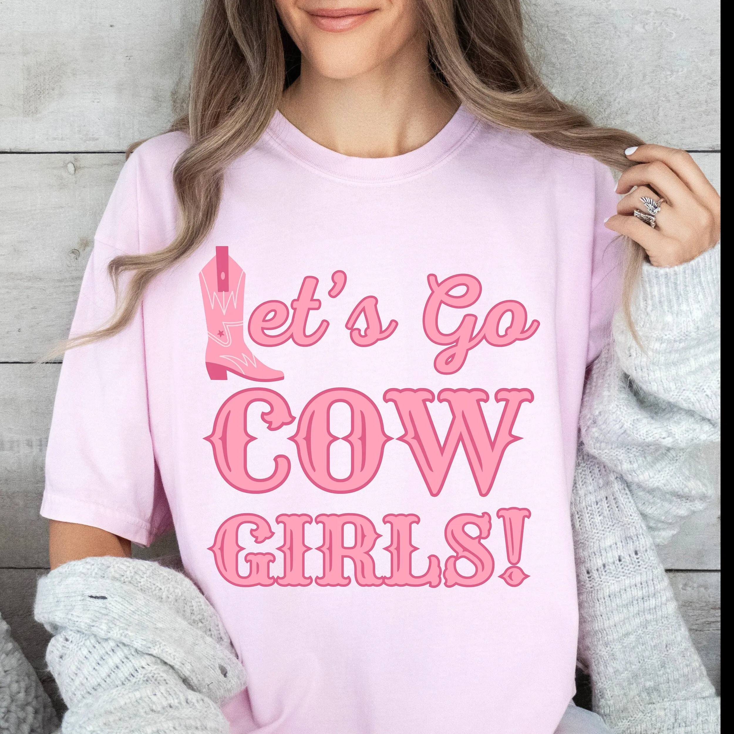 Let'S Go Cowgirls Comfort Colors T Shirt For Western Retro Party Country Concert With Girls Cowboy Boot Bach Trip