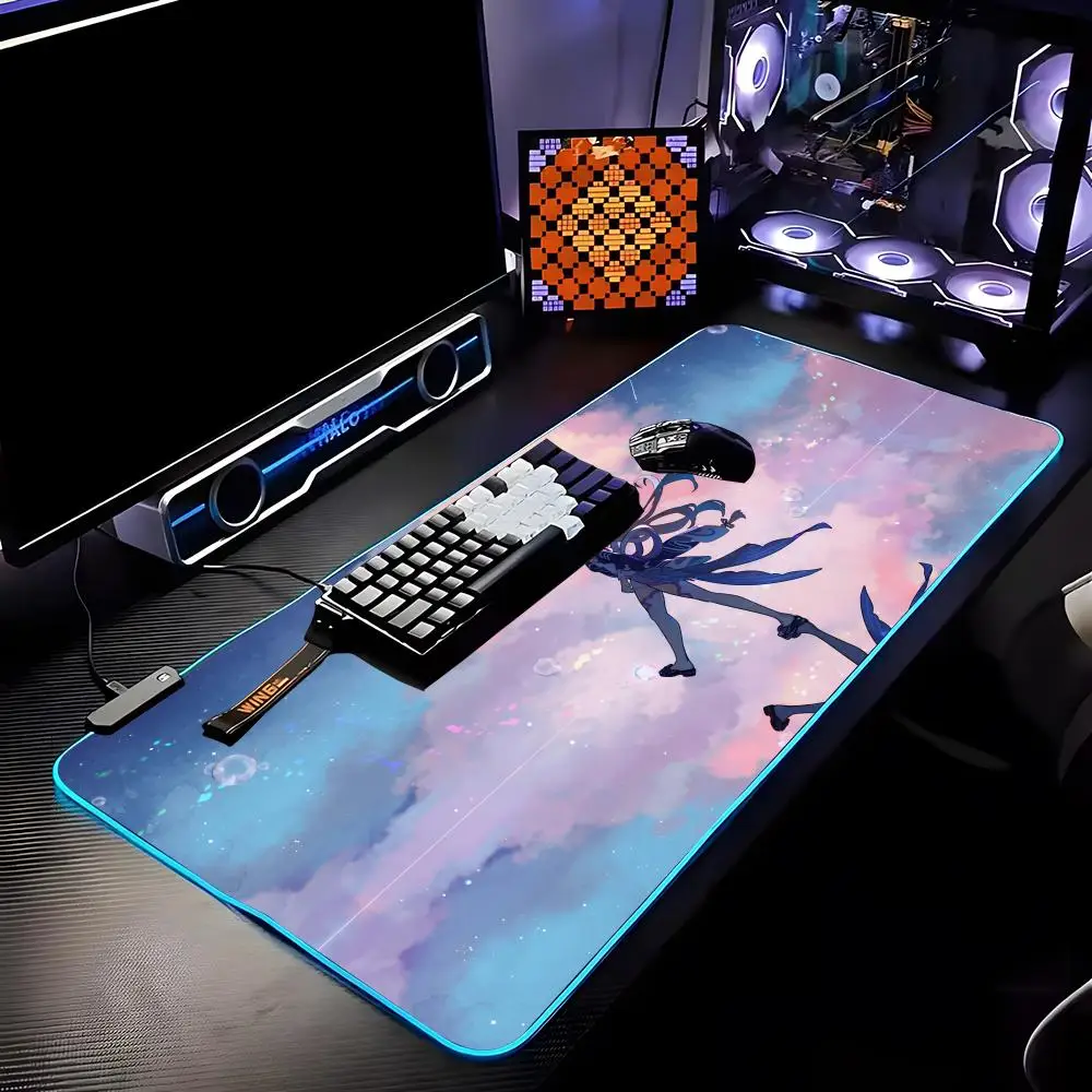 

Genshin Impact Kokomi Mouse Pad RGB HD Mousepad Pad Rug Desk Mat Computer Gaming PC Accessories Rubber Keyboard LED Mats