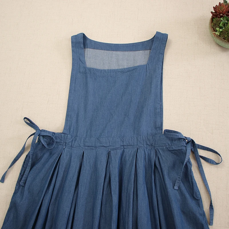 Japanse Vintage Mori Meisje Dubbele Zijriem Taille Riem Denim Vest Jurk Vrouwen Lente Zomer Mouwloze Casual Losse Tank Jurk