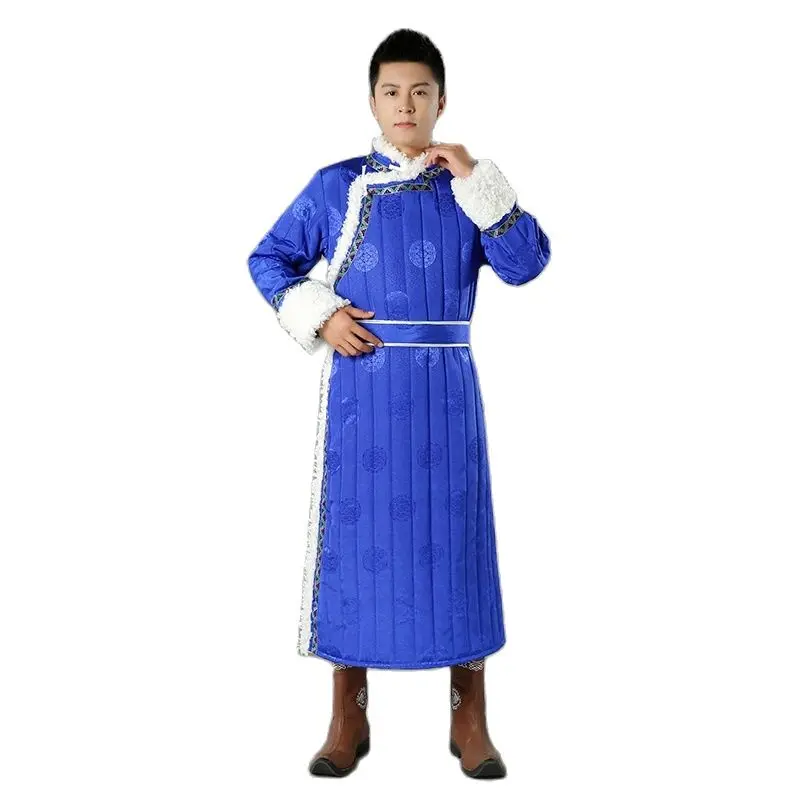 Traditional Ethnic Winter Long Cotton Robes Jackets Men Hanfu Qipao Gown Tang Suit Thick Coats Cheongsam