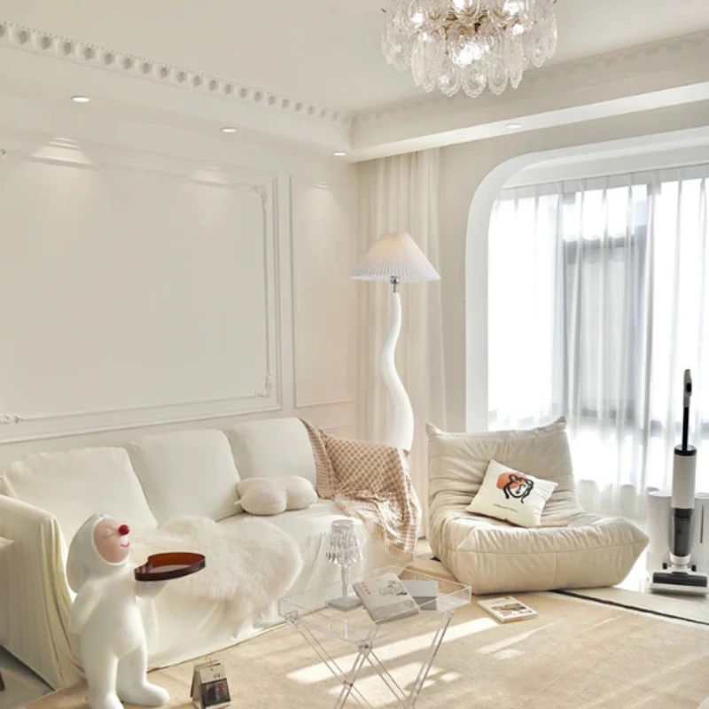 Designer's Modern Minimalist Pleated Fabric Floor Lamps Cream Style Living Room French Bedroom Study Sofa Side Standing Lights