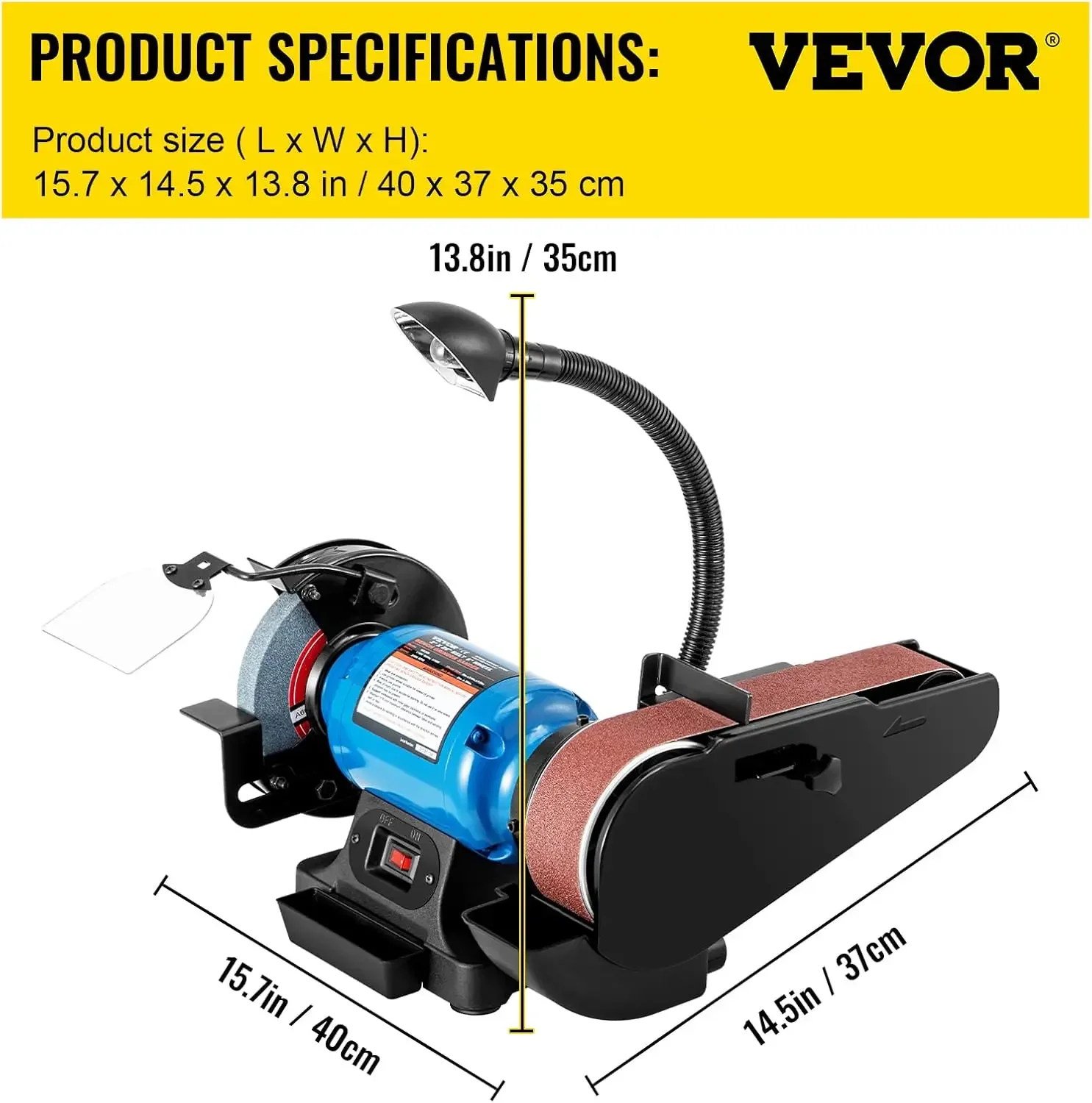 Ponceuse à disque réglable avec moteur à induction 2,5 A, Ponceuse à bande 1 "x 30", Chlorwith, Calcul injuste, Établi de travail, 0-45 °