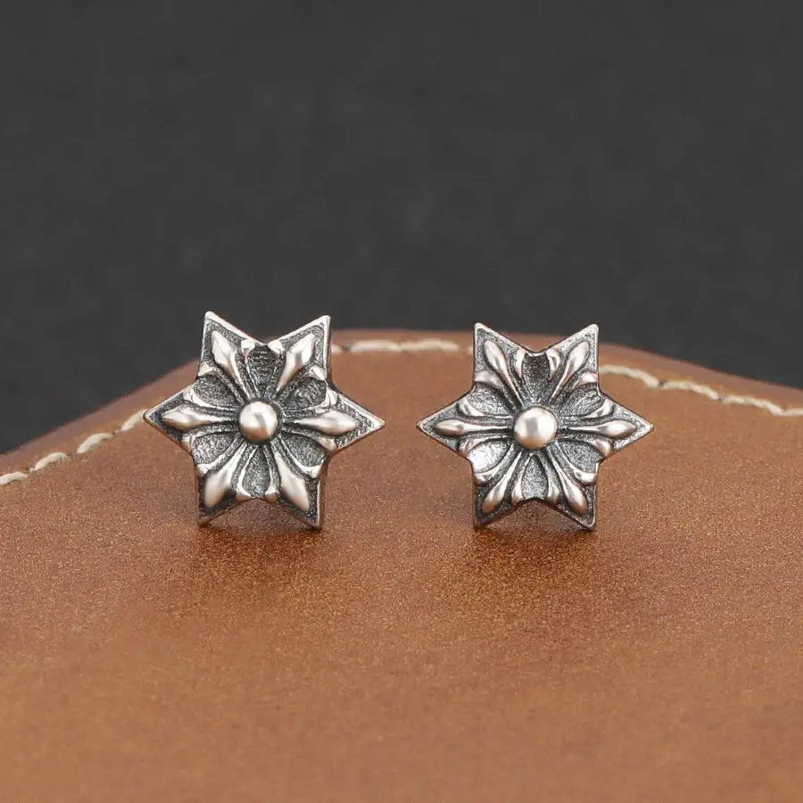 

Six Star Earrings for Men and Women Couples Punk Hip Hop Gothic Trendy Cool Earrings S925 Sterling Silver Used Small Earrings