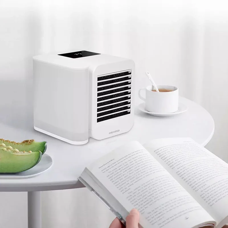 Microhoo Mini Condizionatore D'aria Ventilatore Raffreddamento Ad Acqua Aria Condizionata Personale Per Camera Ufficio Mobile Portatile Per
