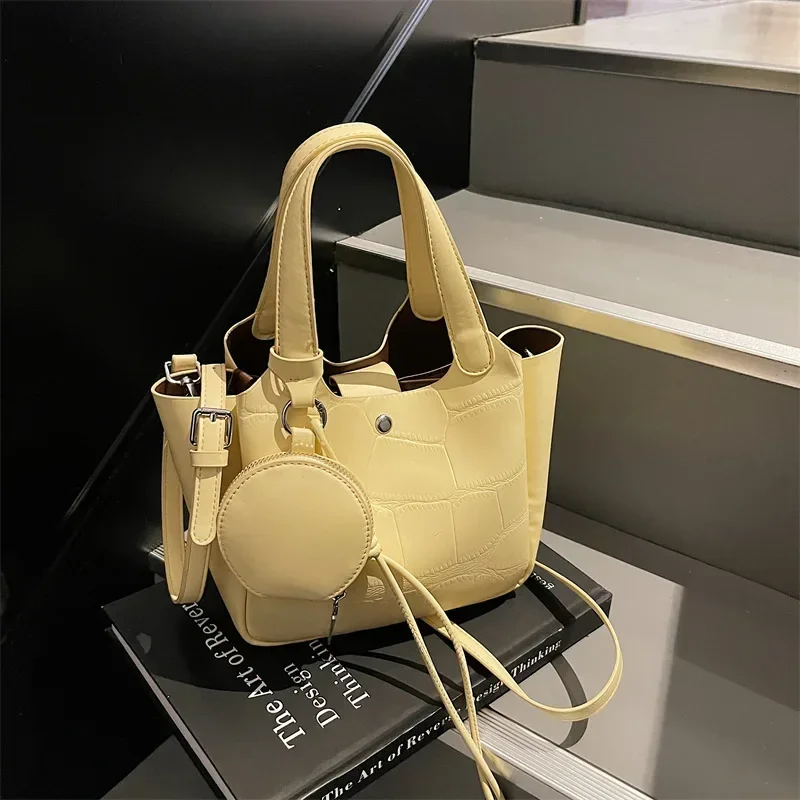 

2025 Fashion Minimalist Bucket Bag Women Elegant High-End Handheld Tote Casual Versatile Crossbody Purse Luxury Shoulder Bag