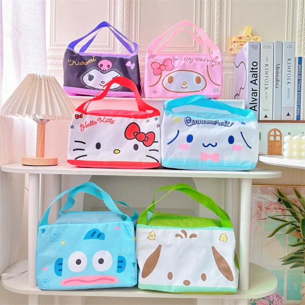 

Cinnamoroll Hello Kitty Ins Kawaii Sanrio Anime Large Capacity Thermal Storage Bag Cute Kuromi Lunch Box Bento Case Kids Gifts