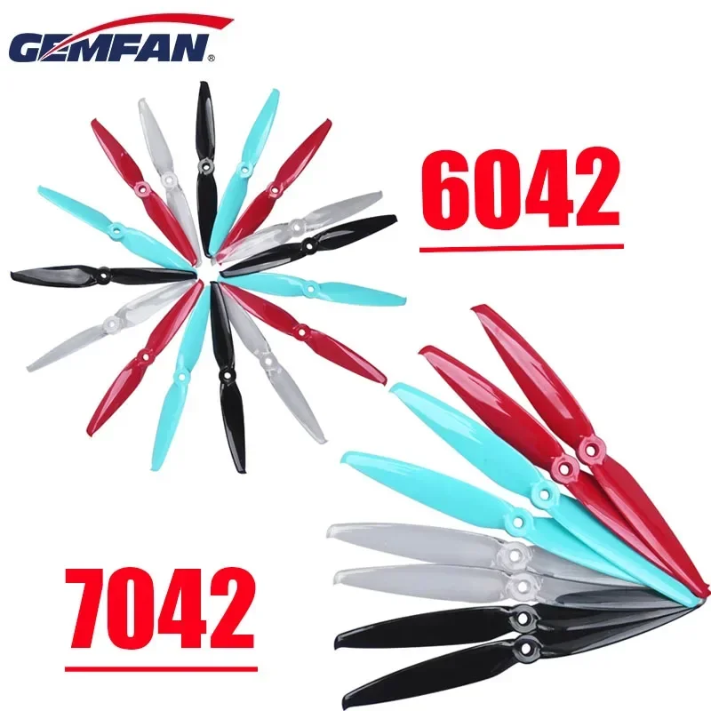 2 Pairs Gemfan Flash 7042 7x4.2 6042 6X4.2 PC 2-blade 5mm Mounting Hole FPV Propeller for RC Racing LR6 L67 Long Range Drone