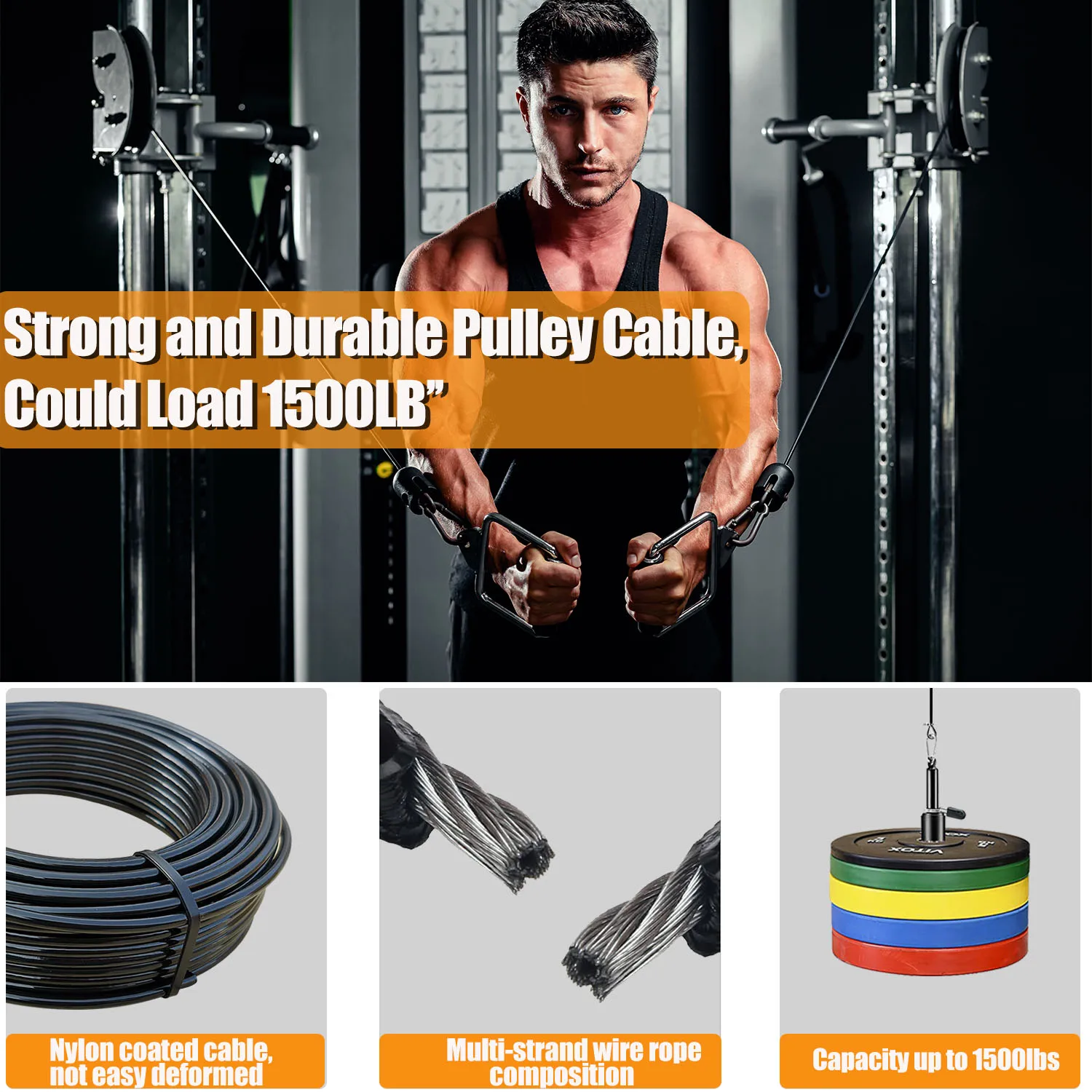 20m/30m Fitness Equipments Cable Heavy Duty 5mm Steel Wire Rope Replacement For Gym Home Weightlifting Pulley Cable Accessories